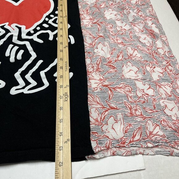Ripple Junction X Keith Haring Top Women S DYI Added Floral Sleeves Flowy Casual - Picture 5 of 7